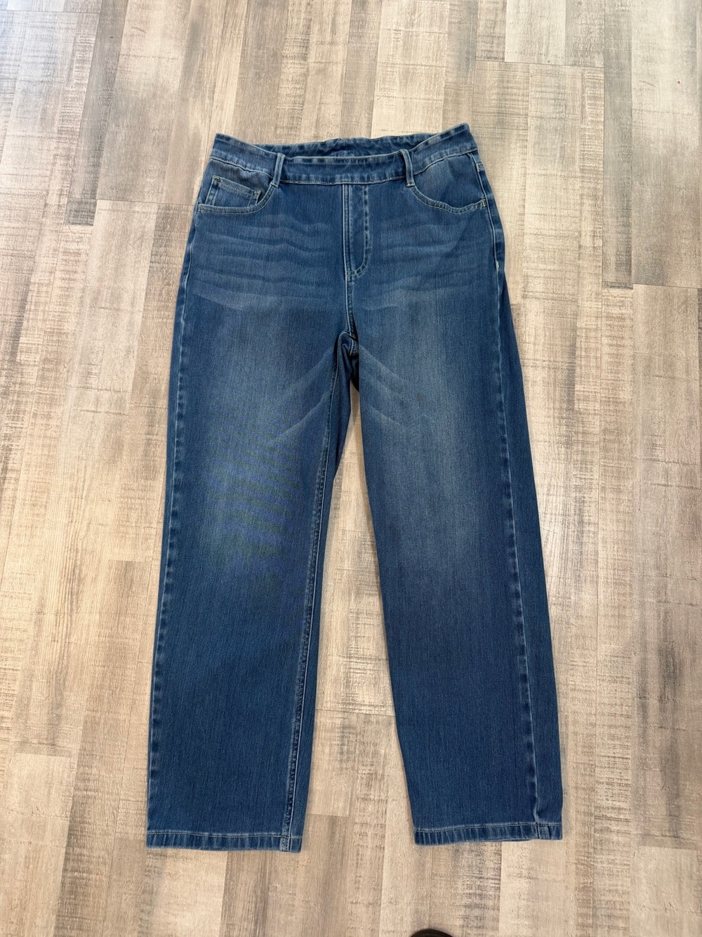Halara Women’s Petite L Pull-On Stretch Jeans Straight Leg Medium Wash - Picture 2 of 9